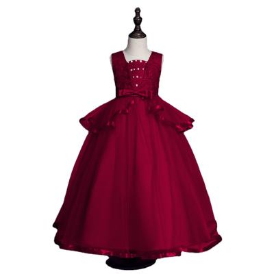 China High Quality Viable European Style Kid Wedding Dress Bridesmaid Dresses For 12 Years Red New Years Dress For Kid Party for sale