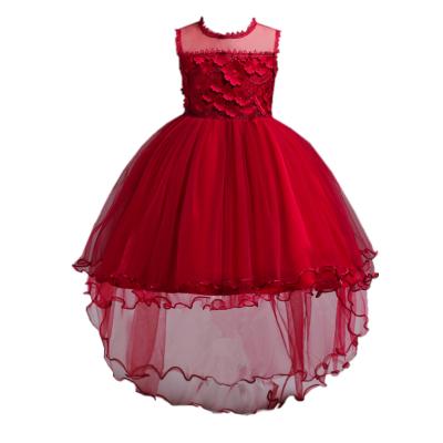 China Anti-static Western Style Child Wear Dress Children's Formal Prom Dress For 8years Old Bridesmaid Dress Red for sale