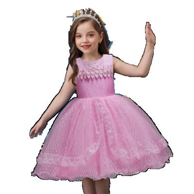 China Breathable Pink Ball Gown Party Dress for 10 Years Old Child Flower Girl Tulled Party Dress Birthday Party Dress for sale