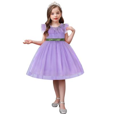 China New Arrival Dry Cleaning Princess Dress Family Baby Gril Purple Fluffy Dress For 3 Years Lovely Bow Child Birthday Dress for sale