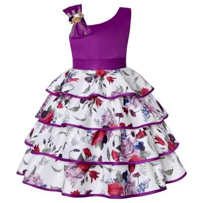 China New breathable European and American cake dress printed dress girl's birthday dress for 3-10 years for sale