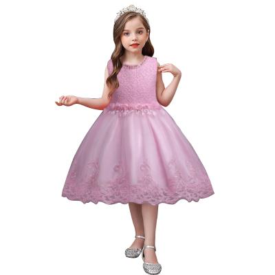 China Dry Cleaning Spring Lace Princess Dress For 3 Years Old Child Birthday Dress Baby Pink Flower Dress For Wedding for sale