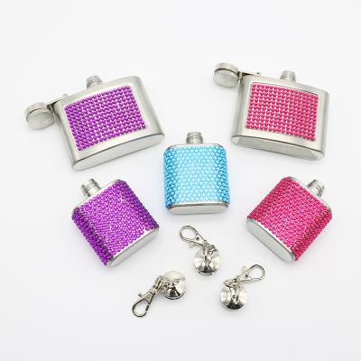 China Gift China Supplier Ebay Diamond Design 1oz Key Chain Stainless Steel Mini Hip Flask for sale