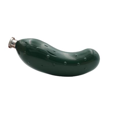 China Eco-friendly Custom Design Christmas Gift Cucumber Shaped 6oz Hip Flask For Travel Gift for sale