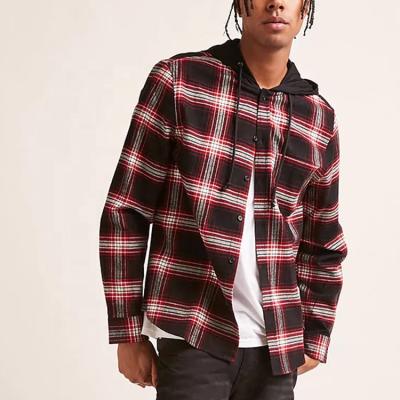 China Anti-pilling newcomer long sheath hooded flannel plaid flannel shirt autumn hooded wholesale winter shirt for sale