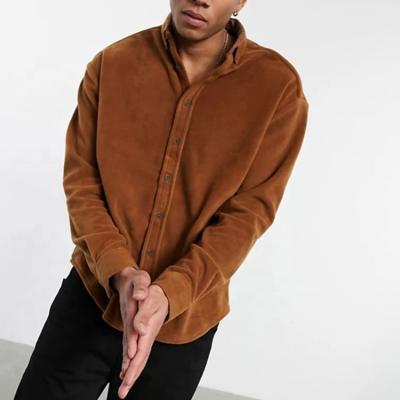 China Anti-pilling Latest New Fashion Custom Men Shirt Hot Loose Plus Size Fleece Oversized Shirt In Brown Mens Shirts for sale