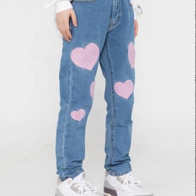 China High Street QUICK DRY Leisure Jeans Women Patchwork Heart Vintage Loose Denim Pants High Waist for sale