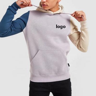 China 2021 Custom Korean Male Anti-wrinkle Color Block Logo Long Sleeve And Front Kangaroo Pocket Fashion Hoodies For Men for sale