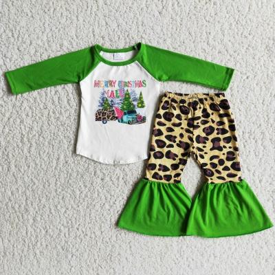 China Casual High Quality Newborn Babies Outfits Christmas Infant Holiday Kids Two Piece Cheetah Clothes Sets RTS for sale