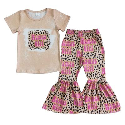 China Girl Pink Leopard Top Bell RTS Babies Shorts Wholesale Casual T-shirt Shorts Bottom Kids Boutique Clothing Mom Top for sale