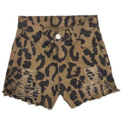 China New Spandex/Cotton Babies Jeans Shorts Leopard For Toddler Girls Summer Denim Pants for sale