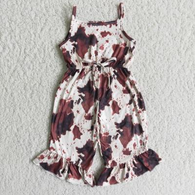 China Hot Selling Summer Children's Baby Cow Print Overalls Summer Boutique QUICK DRY Ready To Ship for sale