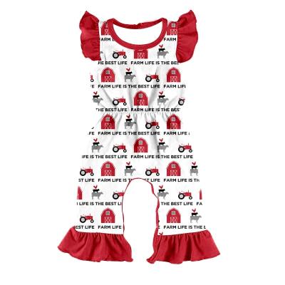 China 2019 T-shirt and shorts baby boutique clothes milk flutter sleeve silk red cow print baby romper beautiful lovely for sale