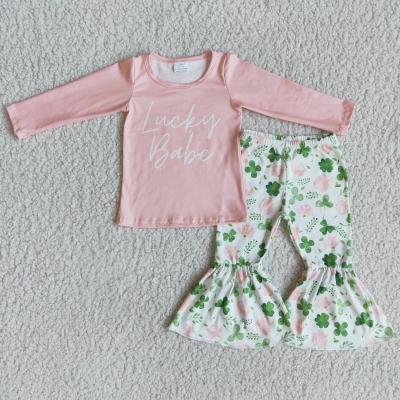 China Casual St Patrick's Day Lucky Baby Girls Dressing Sets RTS Wholesale No MOQ Toddler Clothes Baby Clothes Girls Kids Clothes for sale