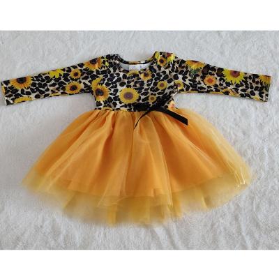 China Wholesale Breathable Boutique Thanksgiving Leopard Pumpkin Dress Babies Gauze Tutu Whole Dress Fashionable Kids Infant Clothes for sale