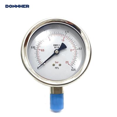 China Custom high quality impact resistant mechanical brass pressure gauge kl.1.6 stainless steel pressure gauge for industry DH-PG150-F for sale