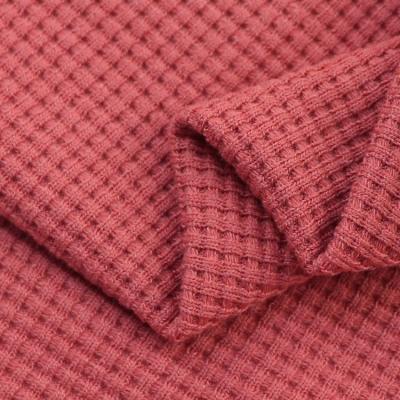 China 300gsm 65% Organic Single Dyed Polyester 30% Cotton 5% Rayon Waffle Knitted Blend Fabric for sale