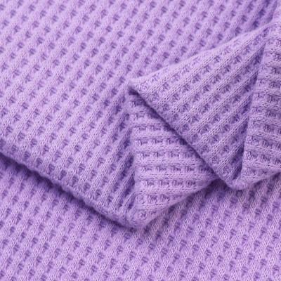 China Medium Weight Organic Plain Dyed Knitted 35% Cotton 65% Polyester Waffle Blended Fabric for sale