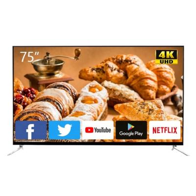 China Led TV 75 Inch 4K Smart 75Inch Chrystal Television DvbT2 Hdr > 70inches for sale