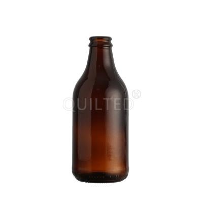 China Amber Wholesale Glass Beer Bottles 300ml Long Beverage Empty Neck Glass Beer Bottle With Crown Lid for sale