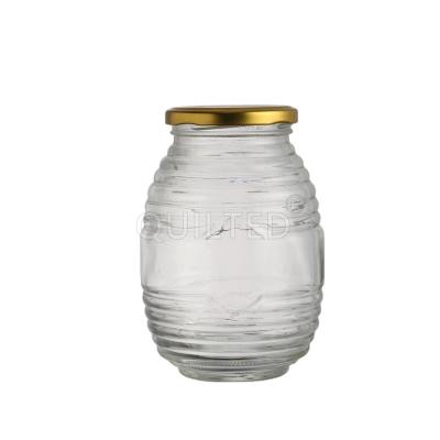 China Preservation Bee Glass Bottle Jam Jars For 500g Honey Jars With Lids for sale