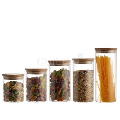 China Wholesale Heatable High Borosilicate Glass Storage Sealed Kitchen Storage Jars With Stainless Steel Clasp for sale