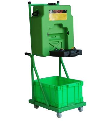 China 14gallon Green Trolley portable eyewash emergency eyewash 53L ABS portable eye wash station, plastic emergency eye wash for sale