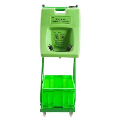 China 16 gallon Green Trolley portable eyewash emergency eyewash 60L ABS portable eye wash station, plastic emergency eye wash for sale