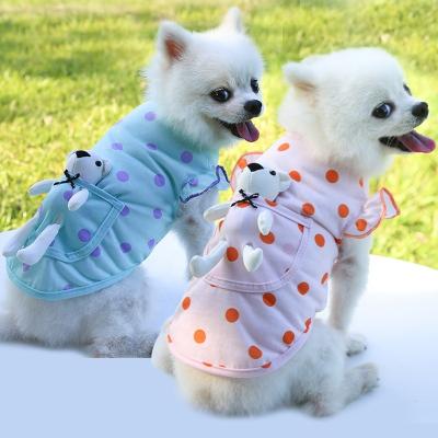 China New Type Designer Customized Thin Spring Summer Logo Pocket Polar Bear Polka Dot Suit 2 Legs Dog Vest Viable Hot Selling Cute Clothes for sale