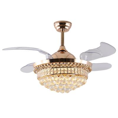 China Summer Designer Gorgeous Crystal Clear Fan Light Plastic Butterfly Modern Transparent Fan for sale