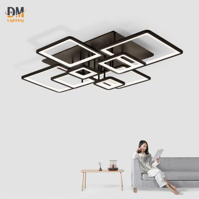 China Modern Minimalist Chinese Manufacturer Acrylic Simple Living Room Led Shape Minimalist Rectangular Semi Flush Ceiling Lamp for sale