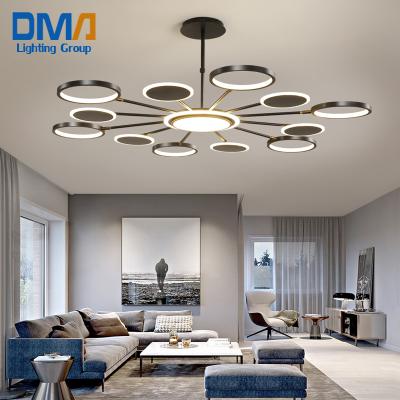 China Surface Mounted 2021 New Ring Pendant Lighting Restaurant Chandelier Nordic Multiple Surface Mounted Stripe Led Lamp Modern LED Ceiling Lights à venda