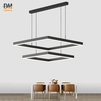 China Modern Modern Contemporary Black Design Square Acrylic Living Room LED Black Gold Chandelier à venda