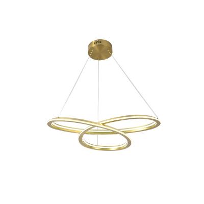 China Minimalist Led Pendant Lamp Lighting Decoration Led Modern Chandelier Metal For Home Circle Hanging Curved Acrylic Contemporary LED Stripe for sale