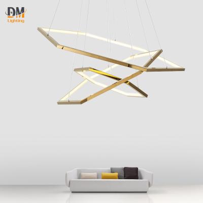 China Modern Home Large Modern Gold Rings Hallway Dining Room Decoration Hotel Hanging Chandelier Led Pendant Light for sale