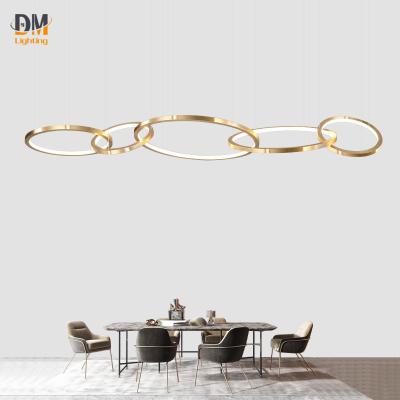 China Modern Gold Acrylic Rings Luxury Living Room Hanging Home Lighting LED Chandeliers and Pendant Lights for sale