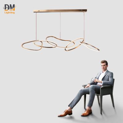 China Modern Rose Gold Luxury Lobby And Conference Room Restaurant Living Room LED Pendant Light Acrylic Chandelier for sale