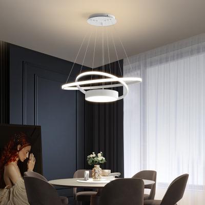 China New Modern Modern Acrylic Black Single Ring Living Room Led Dining Pendant Lights For Home for sale