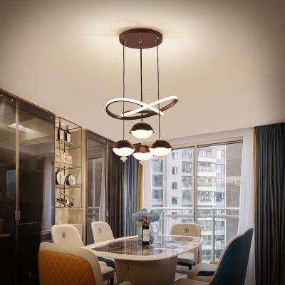 China New Simple Modern Acrylic Black 4 Heads Ring RGB Colorful Living Room Led Dining Pendant Lights For Home for sale