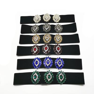 China Garment Accessories Fashion Belt Women Rhinestone Beaded Crystal Stone Elastic Belt For Wedding Party for sale