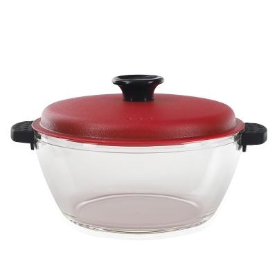 China LeHe Household Items High Sustainable Clear Clear Borosilicate Glass Casserole Hot Cooking Pot With Glass Lid for sale