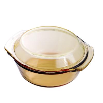 China Heat Resistant Transparent Glass Casserole Microwave Sustainable Glass Casserole With Glass Lid for sale