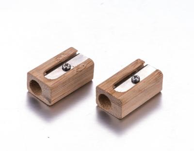 China Wholesale Design Pencil Sharpeners Simple Clean Bamboo Hole Bamboo School Supplies for sale