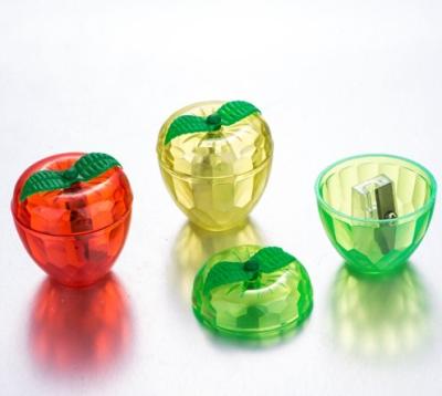 China Plastic + Metal Fruit Apple Crystal Single Hole Wholesale Plastic Pencil Sharpener for sale