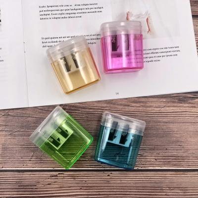 China Plastic + Metal+ PP Flip Fancy Pencil Sharpener Medium Size Wide Open Double Holes for sale