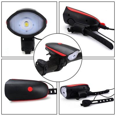 China Waterproof structure design Night Riding Cycling Warning Light 250 Lumens Bike Electric Horn Usb Rechargeable Bicycle Headlight with Horn for sale