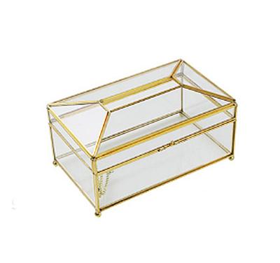 China Nordic Brass Viable Household Glass Mirror Box Tissue Wind Statistical Institute Dustproof Storage Box for sale