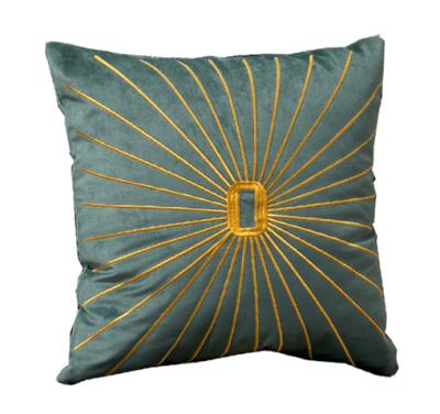 China Gold line Nordic thick Dutch velvet American geometric sun cushion anti-static embroidery pillow embroidery sofa for sale