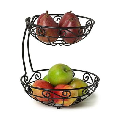 China Sustainable Home Storage Metal Cast Iron Fruit Rack Vegetable Basket Worktop Fruit Basket Bowl For Kitchen for sale