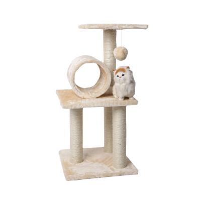 China 2022 Hot Selling Cat Trees Furniture Wooden Cat Scratching Poles Condos Towers Plush Safety Viable Factory Large Climbing Tower for sale